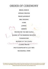christian wedding order of service