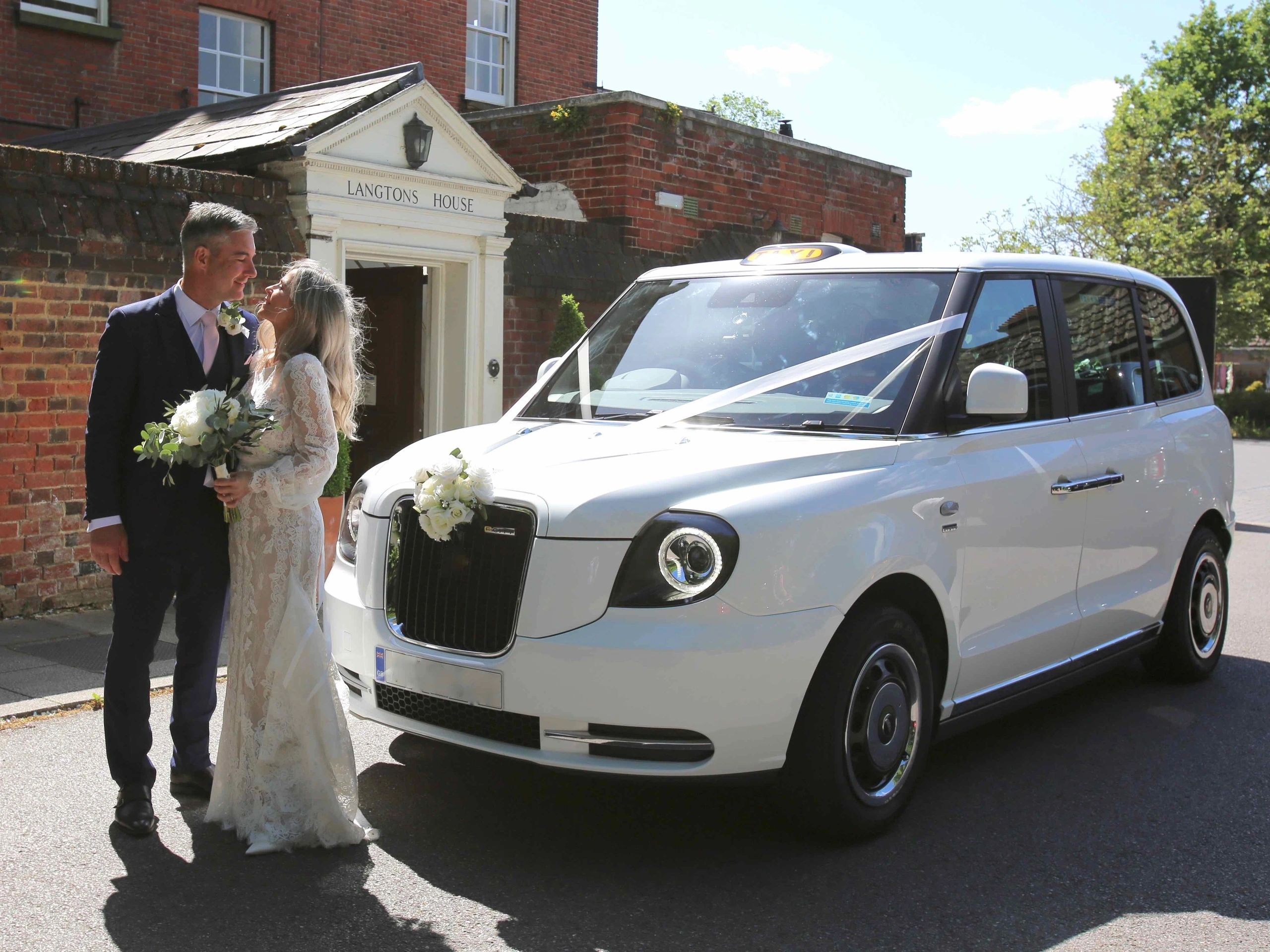 white wedding car